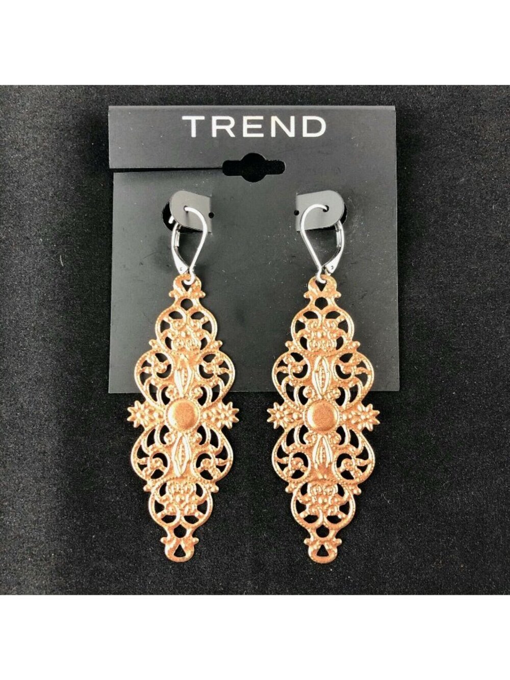 Kohls Trend Earrings 2 1/2" Copper Filigree Dangles